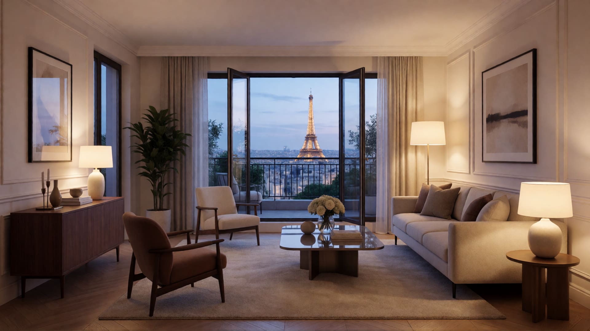 Elegant Parisian apartment interior for private meetings