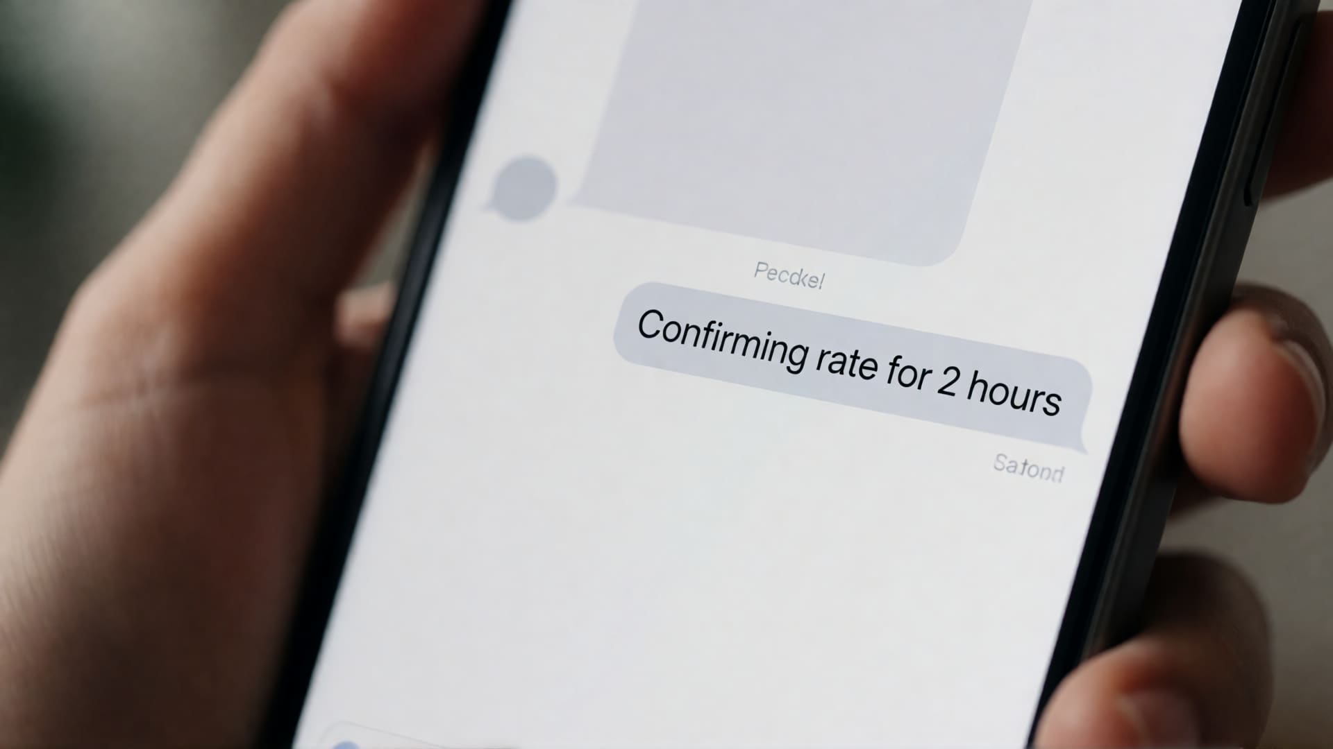 Smartphone showing a price confirmation message