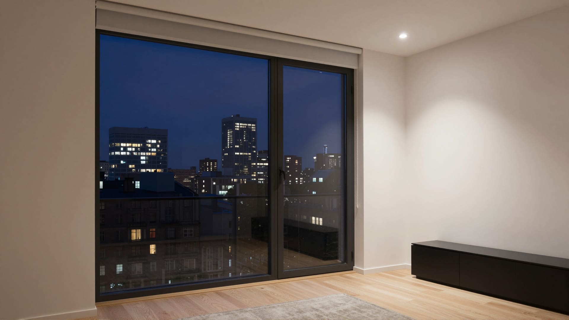 Elegant Berlin apartment interior at dusk