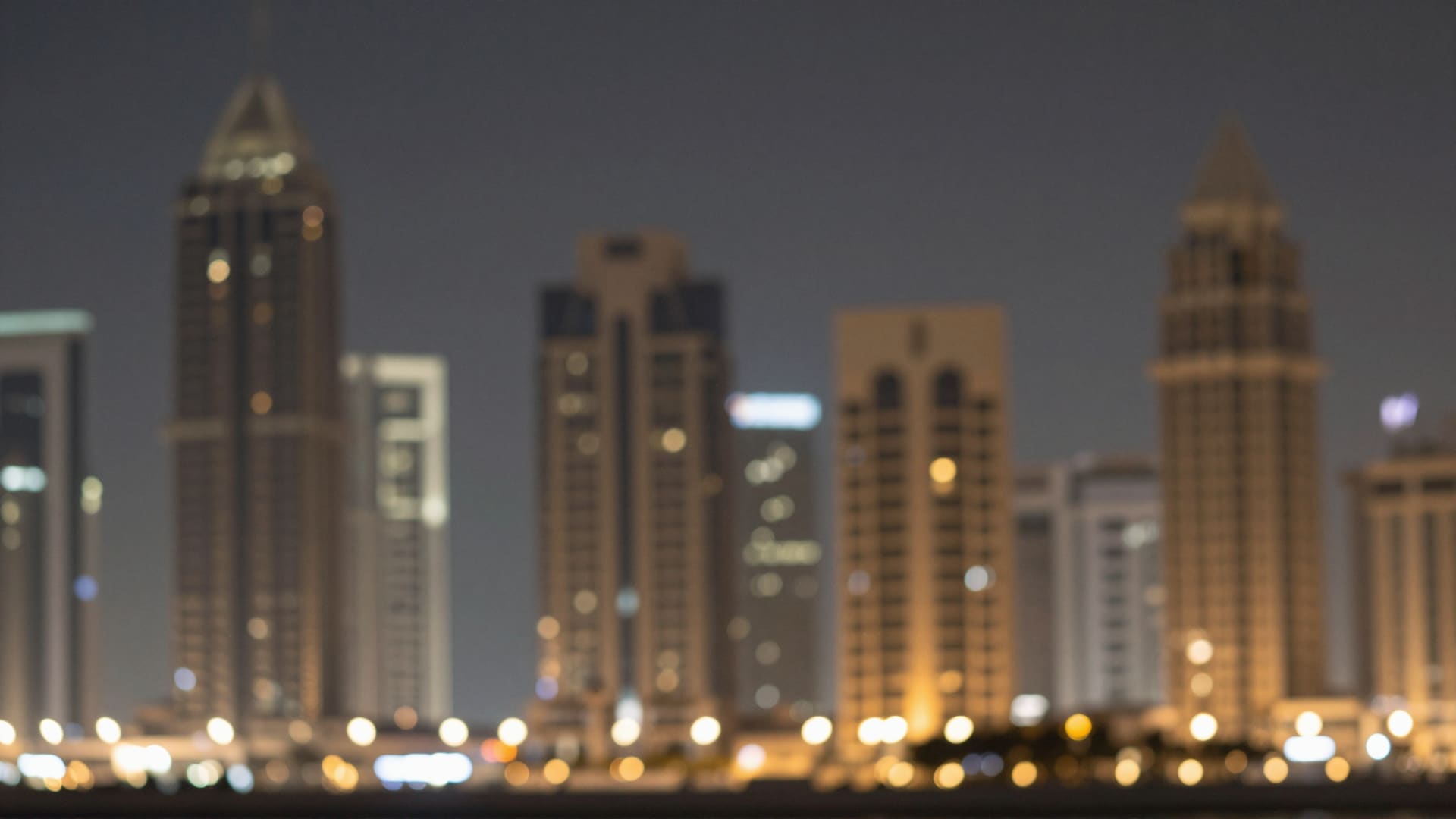 Dubai skyline at dusk with travel planning icons